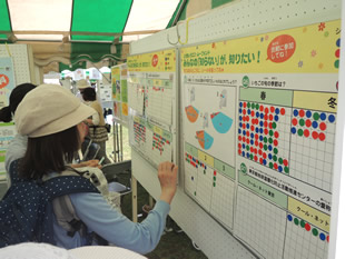 環境啓発ゾーン。各出展団体による環境活動のPR。
